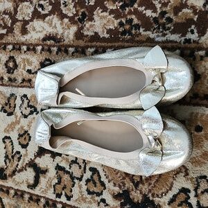 Place Girl's Ballet flat w/bow; Size: 5M, Color: Gold Shiny